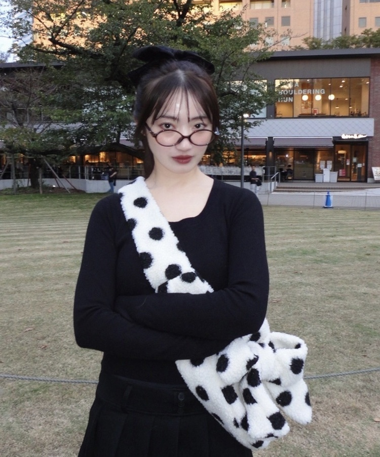 リボンドットボアバッグ IVORY