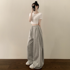 인생 트레이닝팬츠 365일 사이드핀턱 와이드 밴딩 사계절 롱팬츠 그레이