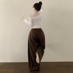 인생 트레이닝팬츠 365일 사이드핀턱 와이드 밴딩 사계절 롱팬츠 브라운