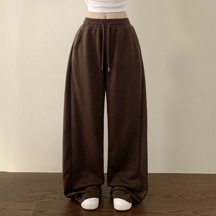 인생 트레이닝팬츠 365일 사이드핀턱 와이드 밴딩 사계절 롱팬츠 브라운