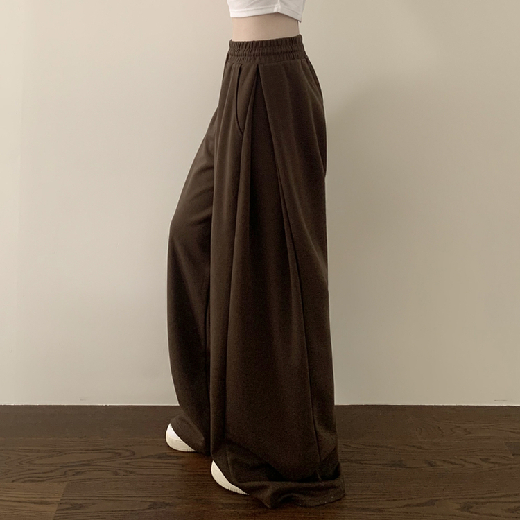 인생 트레이닝팬츠 365일 사이드핀턱 와이드 밴딩 사계절 롱팬츠 브라운