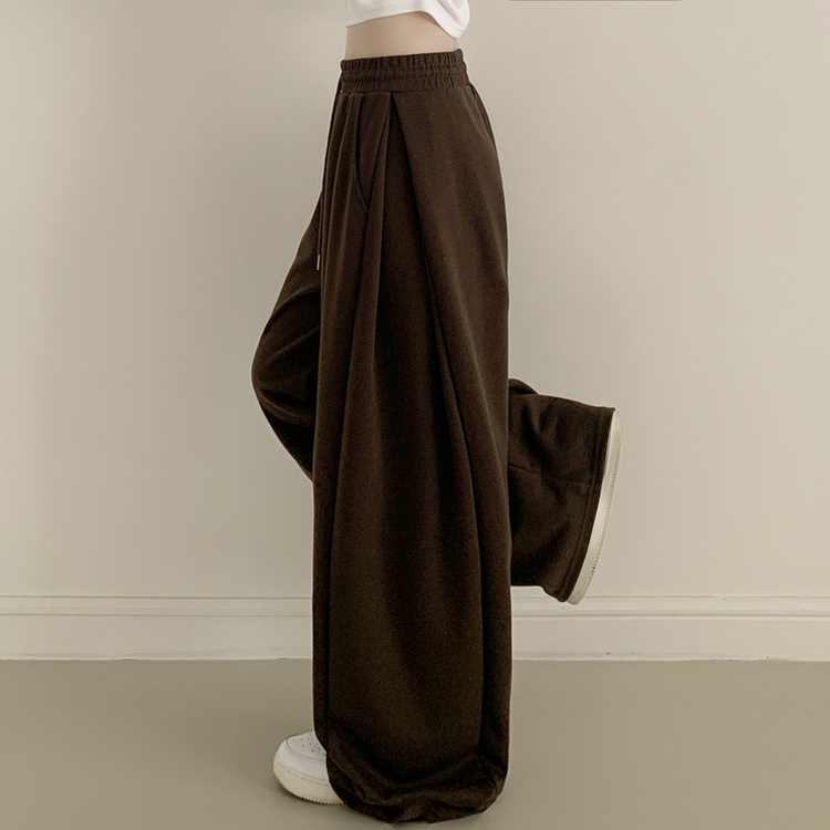 인생 트레이닝팬츠 365일 사이드핀턱 와이드 밴딩 사계절 롱팬츠 브라운