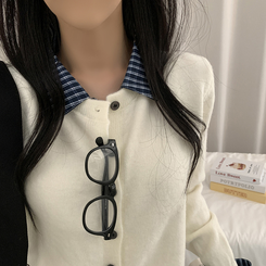 チェックレイヤードニットカーディガン(5color) IVORY