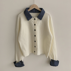 チェックレイヤードニットカーディガン(5color)