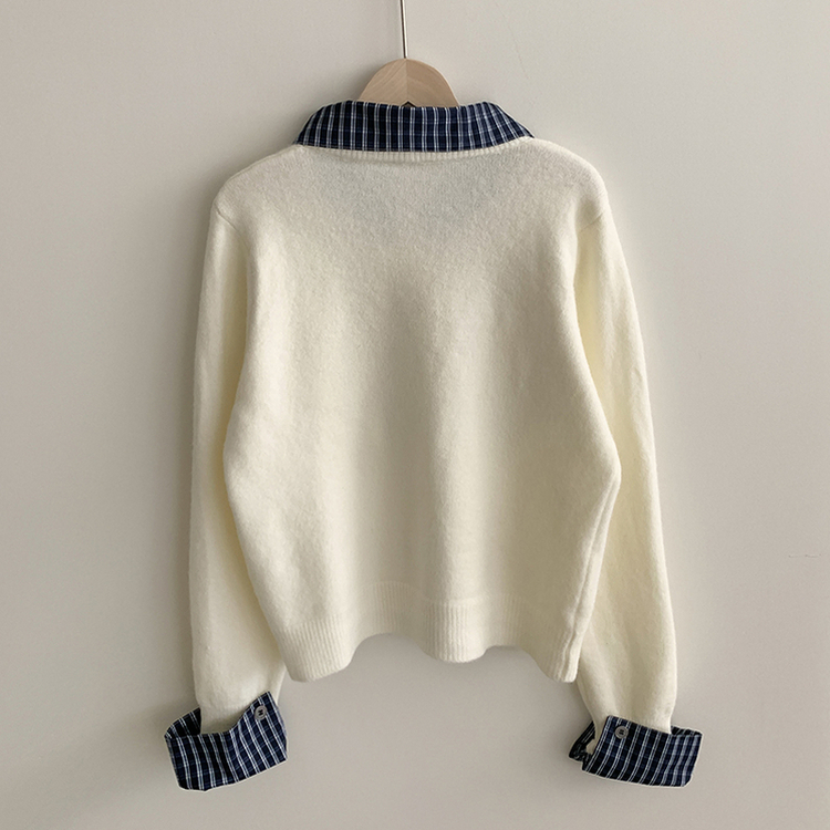 チェックレイヤードニットカーディガン(5color)