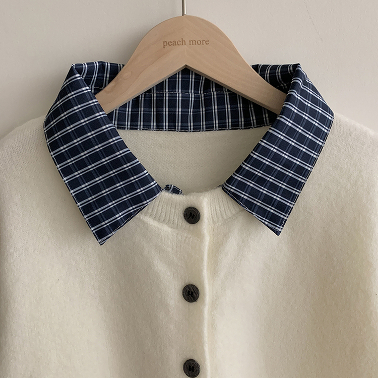 チェックレイヤードニットカーディガン(5color)