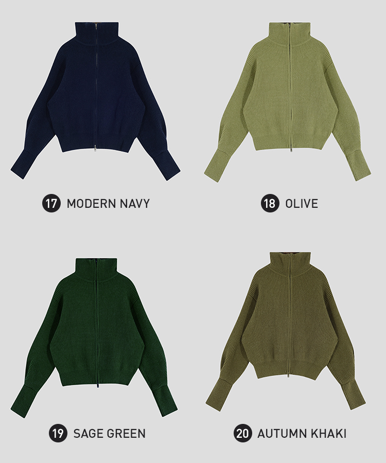 [SONA単独販売_MADE]韓国内販売数1位ニットジップアップカーディガン(20colors)
