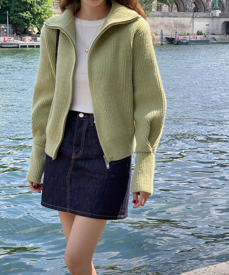 [SONA単独販売_MADE]韓国内販売数1位ニットジップアップカーディガン(20colors) 18 OLIVE