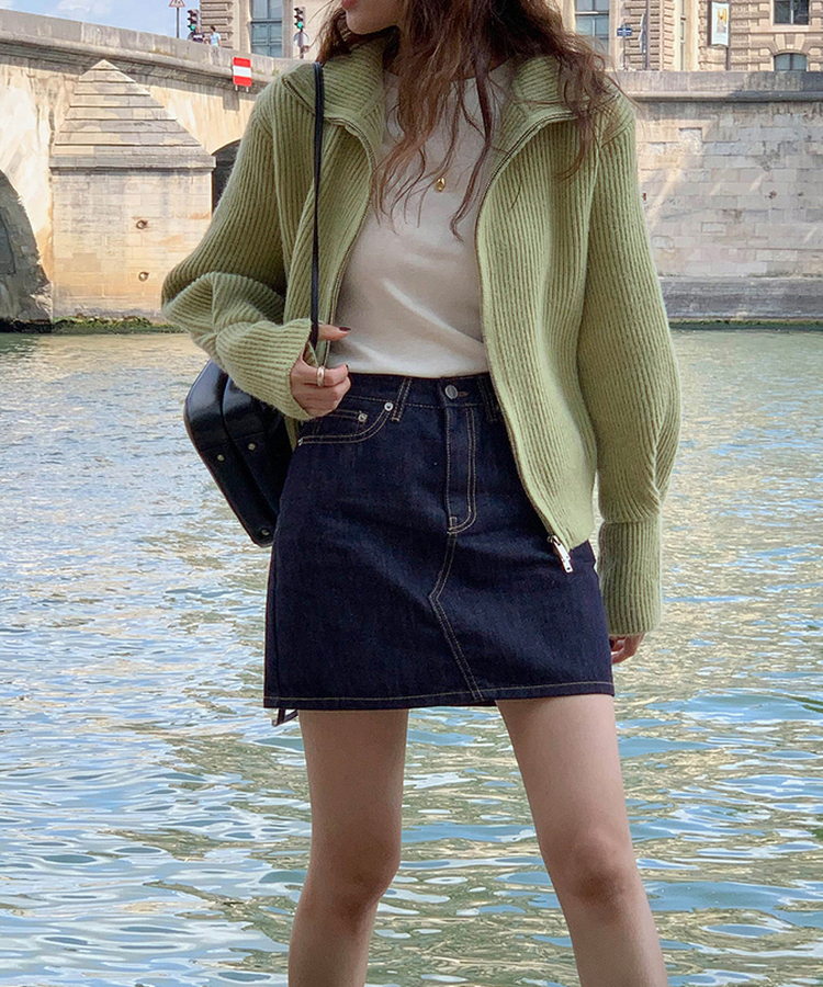 [SONA単独販売_MADE]韓国内販売数1位ニットジップアップカーディガン(20colors) 18 OLIVE