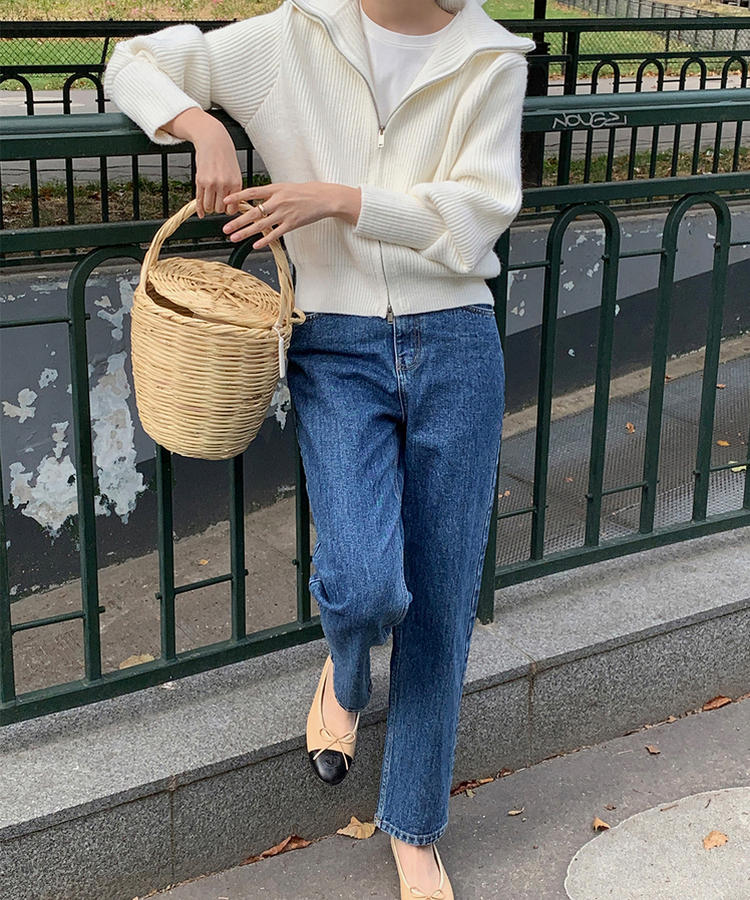 [SONA単独販売_MADE]韓国内販売数1位ニットジップアップカーディガン(20colors) 1 FLAT WHITE