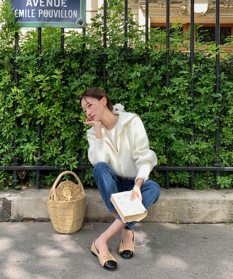 [SONA単独販売_MADE]韓国内販売数1位ニットジップアップカーディガン(20colors) 1 FLAT WHITE