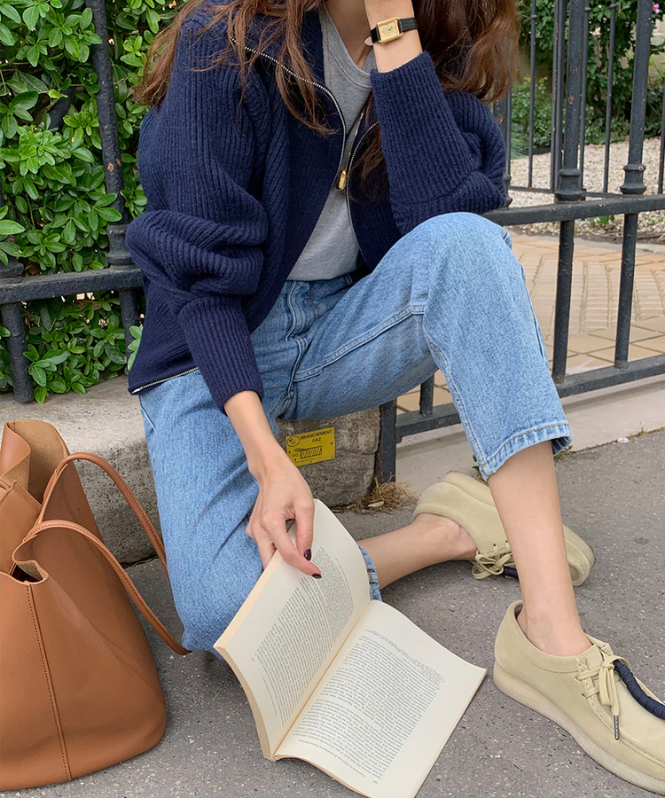 [SONA単独販売_MADE]韓国内販売数1位ニットジップアップカーディガン(20colors) 17 MODERN NAVY