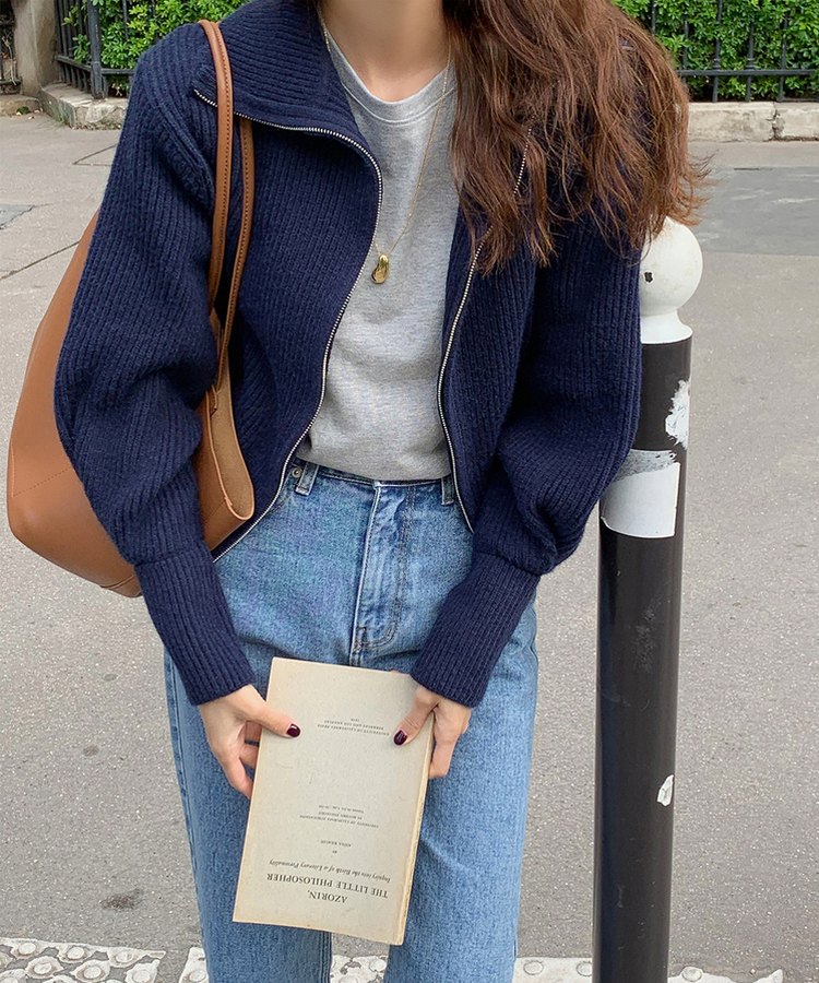 [SONA単独販売_MADE]韓国内販売数1位ニットジップアップカーディガン(20colors) 17 MODERN NAVY