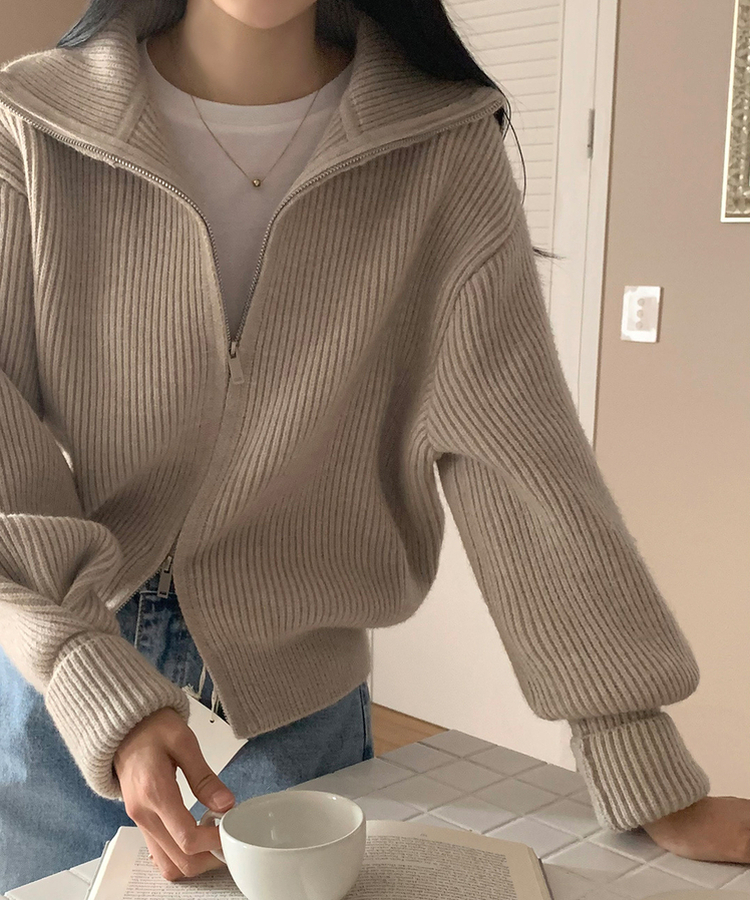 [SONA単独販売_MADE]韓国内販売数1位ニットジップアップカーディガン(20colors) 6 OATMEAL