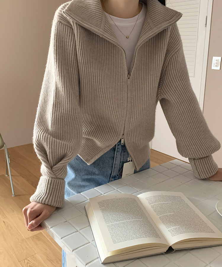 [SONA単独販売_MADE]韓国内販売数1位ニットジップアップカーディガン(20colors) 6 OATMEAL