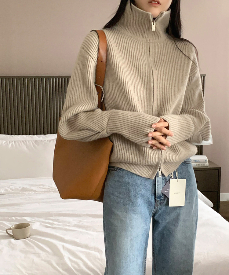 [SONA単独販売_MADE]韓国内販売数1位ニットジップアップカーディガン(20colors) 6 OATMEAL