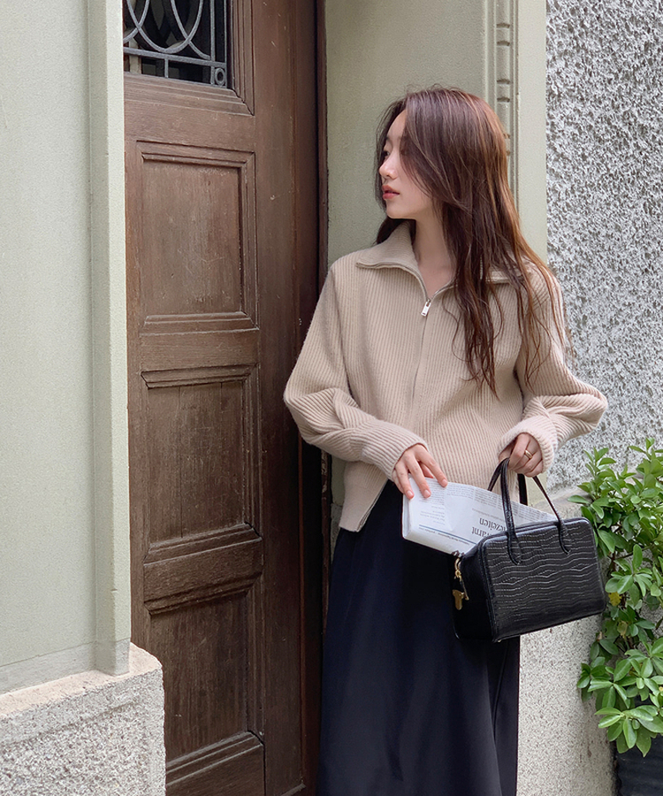 [SONA単独販売_MADE]韓国内販売数1位ニットジップアップカーディガン(20colors) 5 COTTON BEIGE