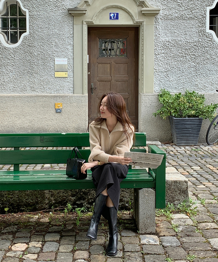 [SONA単独販売_MADE]韓国内販売数1位ニットジップアップカーディガン(20colors) 5 COTTON BEIGE