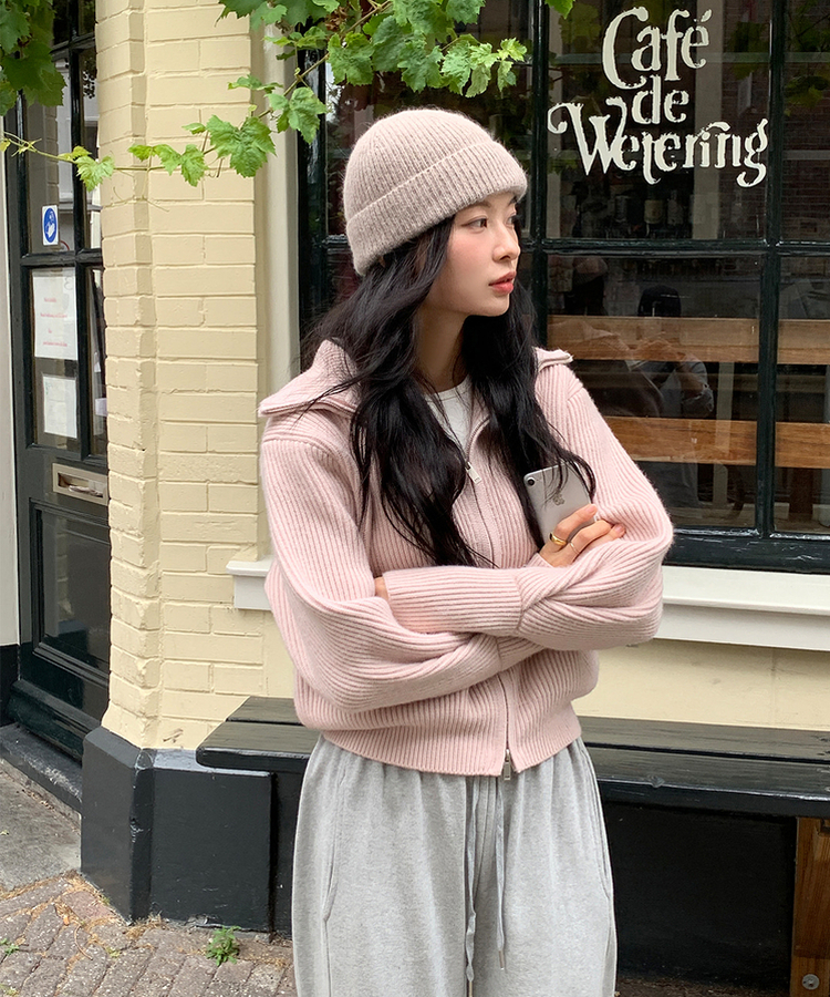 [SONA単独販売_MADE]韓国内販売数1位ニットジップアップカーディガン(20colors) 10 SHEA PINK