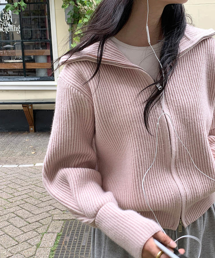 [SONA単独販売_MADE]韓国内販売数1位ニットジップアップカーディガン(20colors) 10 SHEA PINK