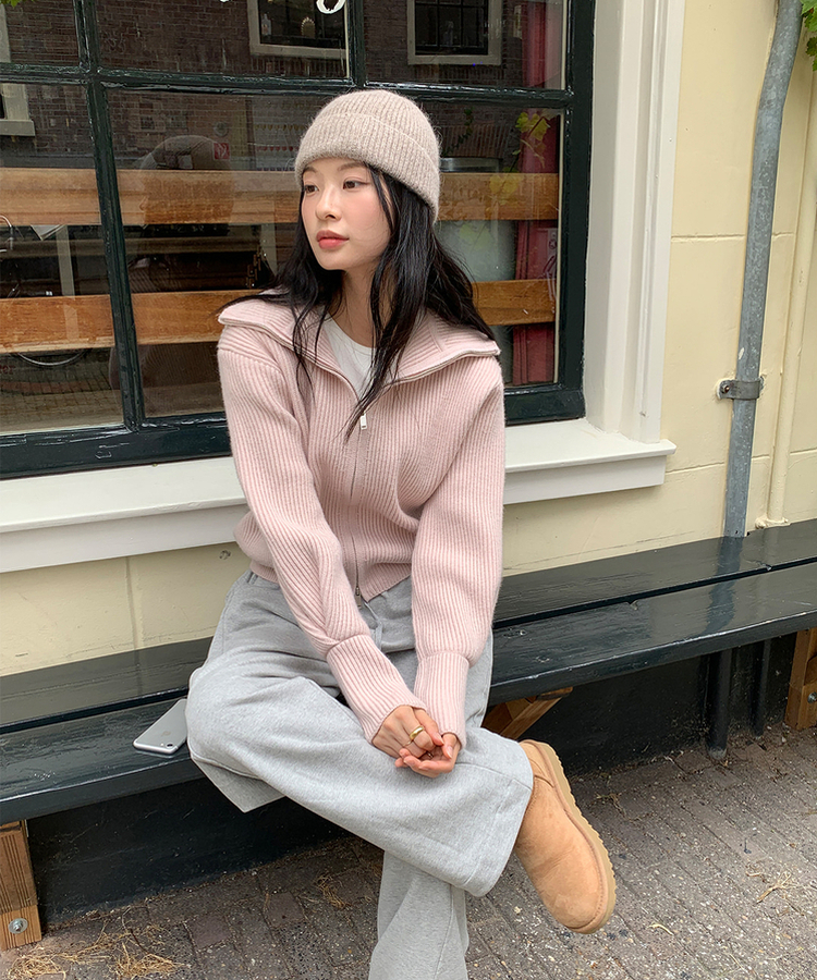 [SONA単独販売_MADE]韓国内販売数1位ニットジップアップカーディガン(20colors) 10 SHEA PINK