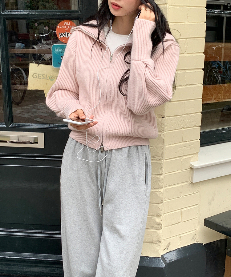 [SONA単独販売_MADE]韓国内販売数1位ニットジップアップカーディガン(20colors) 10 SHEA PINK