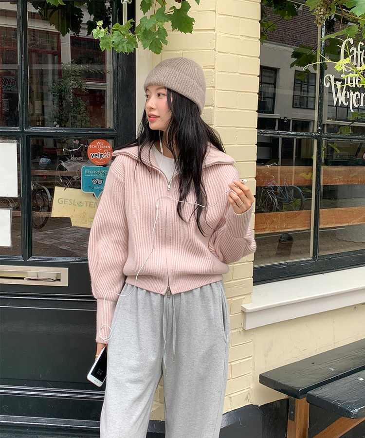 [SONA単独販売_MADE]韓国内販売数1位ニットジップアップカーディガン(20colors) 10 SHEA PINK