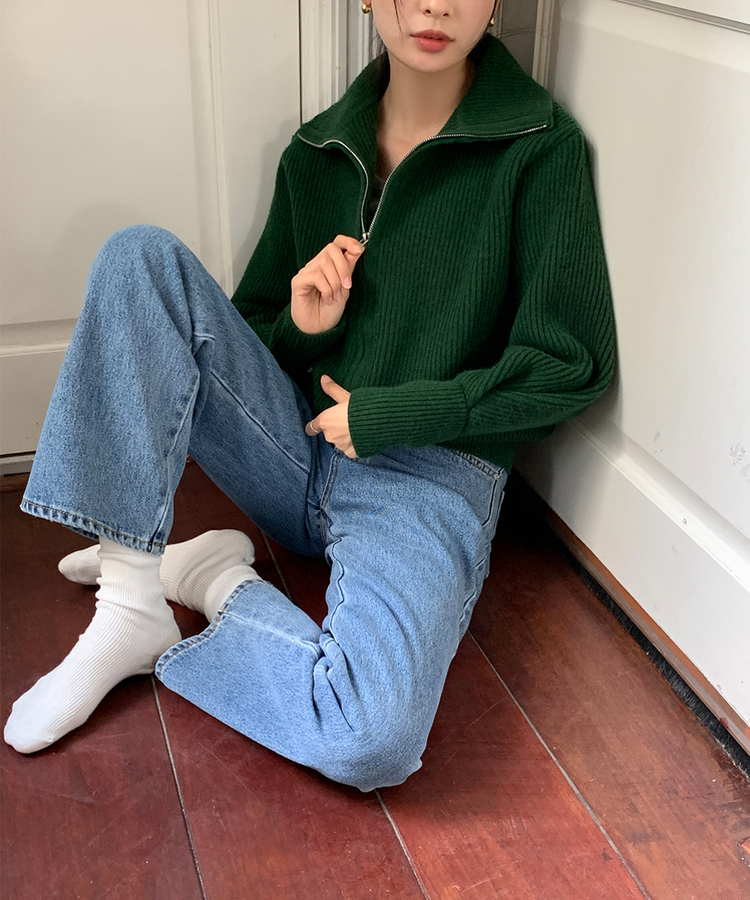 [SONA単独販売_MADE]韓国内販売数1位ニットジップアップカーディガン(20colors) 19 SAGE GREEN