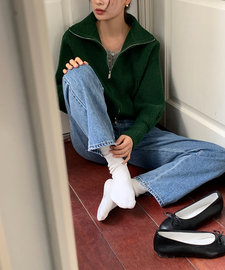 [SONA単独販売_MADE]韓国内販売数1位ニットジップアップカーディガン(20colors) 19 SAGE GREEN