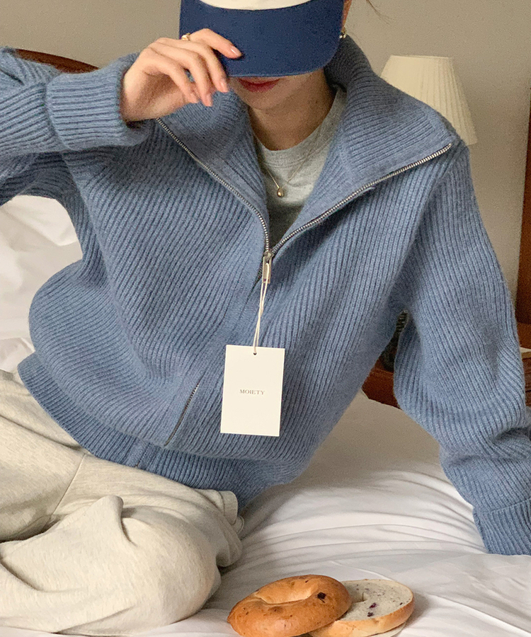 [SONA単独販売_MADE]韓国内販売数1位ニットジップアップカーディガン(20colors) 15 FOG BLUE