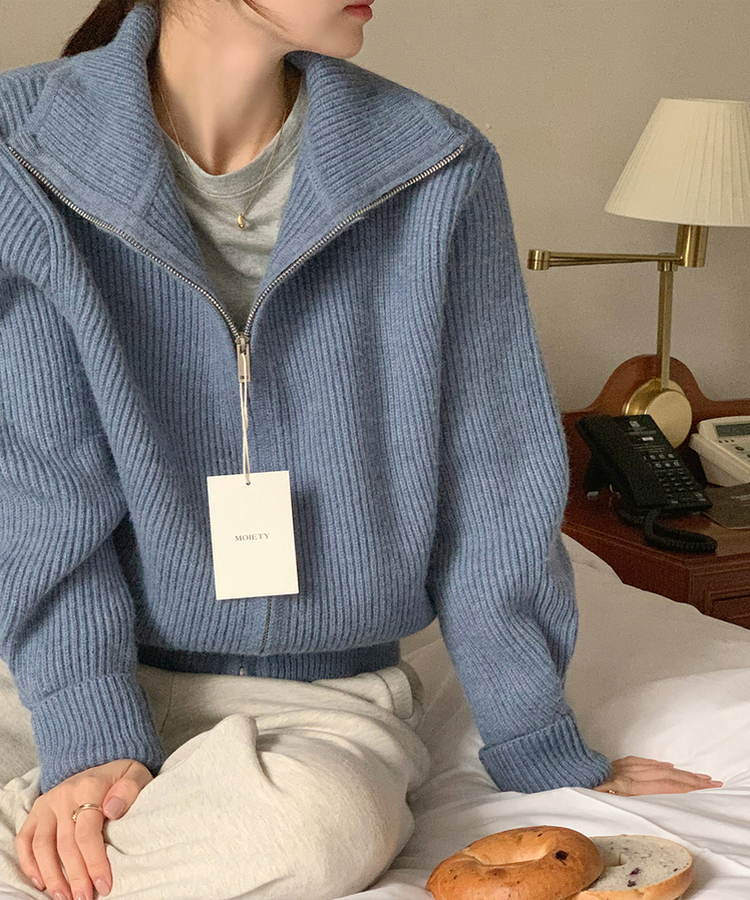 [SONA単独販売_MADE]韓国内販売数1位ニットジップアップカーディガン(20colors) 15 FOG BLUE