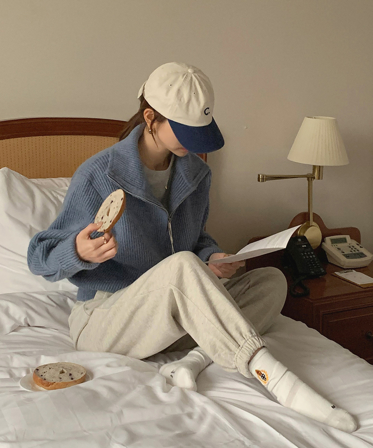 [SONA単独販売_MADE]韓国内販売数1位ニットジップアップカーディガン(20colors) 15 FOG BLUE