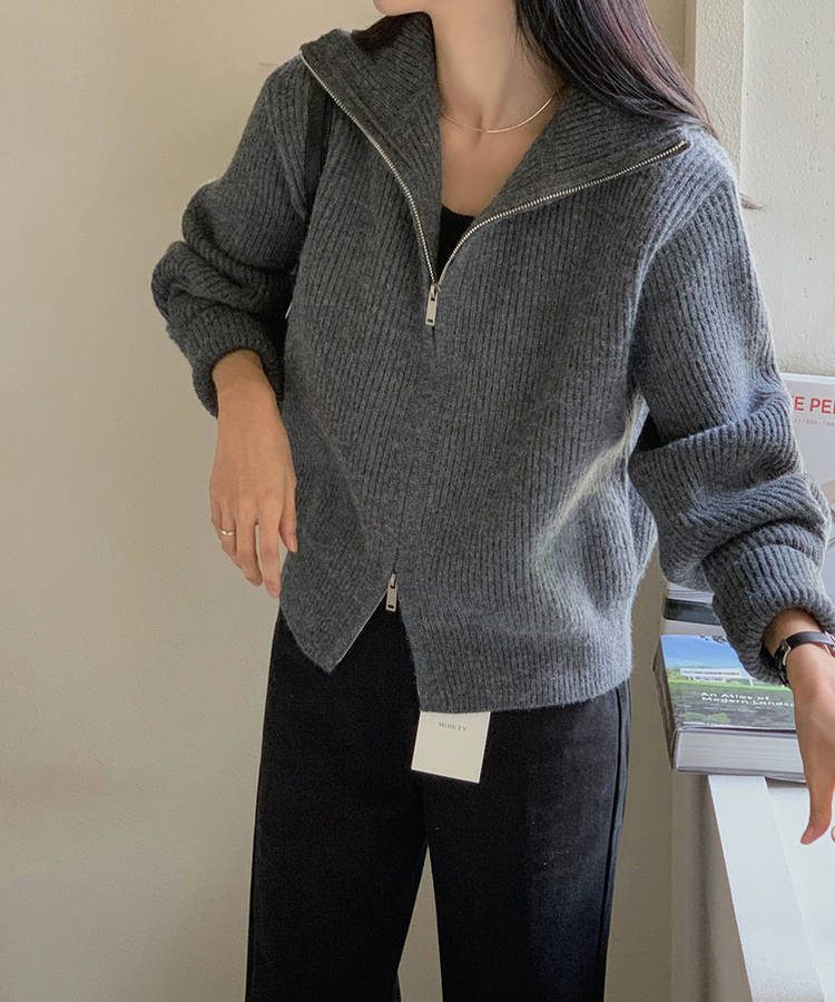 [SONA単独販売_MADE]韓国内販売数1位ニットジップアップカーディガン(20colors) 28 CHARCOAL GRAY