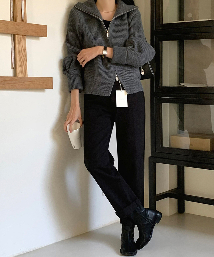 [SONA単独販売_MADE]韓国内販売数1位ニットジップアップカーディガン(20colors) 28 CHARCOAL GRAY