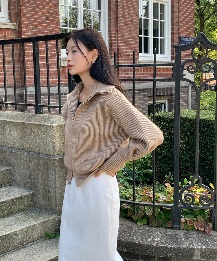 [SONA単独販売_MADE]韓国内販売数1位ニットジップアップカーディガン(20colors) 8 BOCA BEIGE