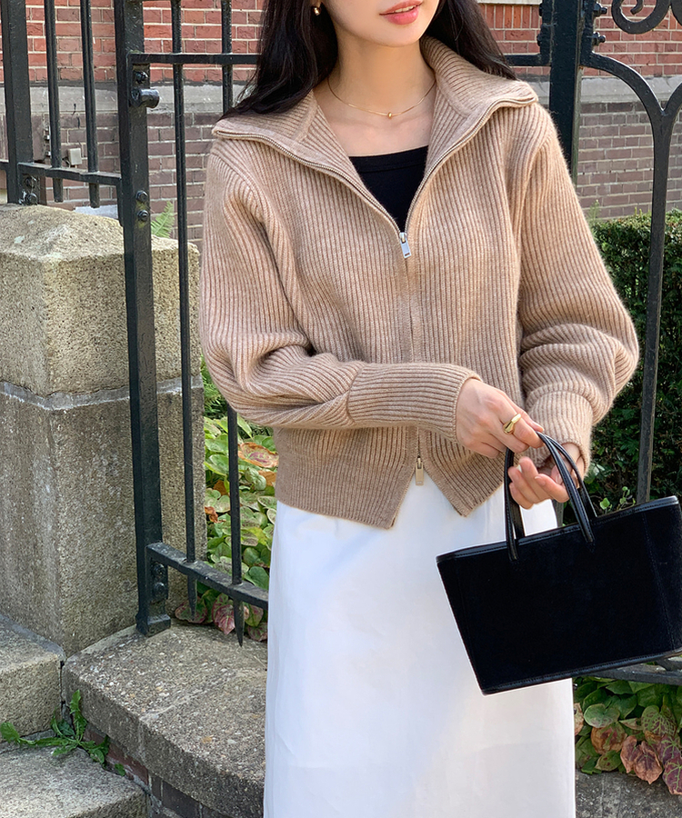 [SONA単独販売_MADE]韓国内販売数1位ニットジップアップカーディガン(20colors) 8 BOCA BEIGE