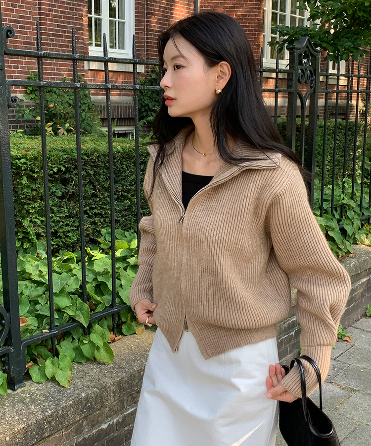 [SONA単独販売_MADE]韓国内販売数1位ニットジップアップカーディガン(20colors) 8 BOCA BEIGE