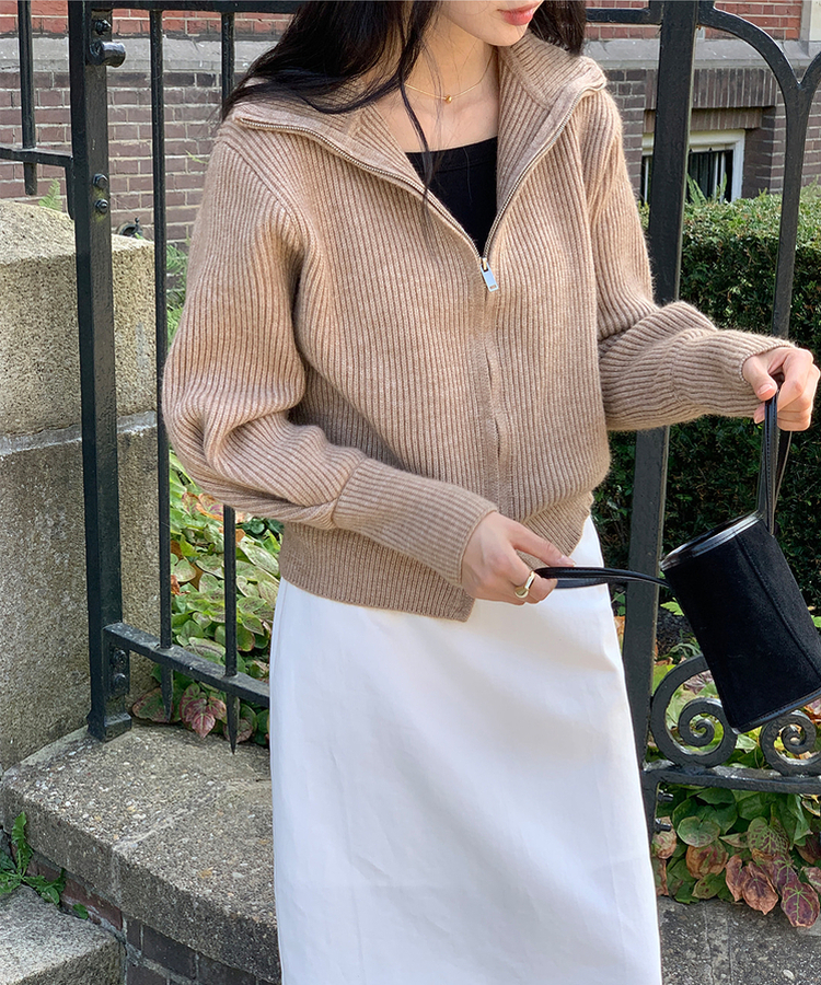 [SONA単独販売_MADE]韓国内販売数1位ニットジップアップカーディガン(20colors) 8 BOCA BEIGE