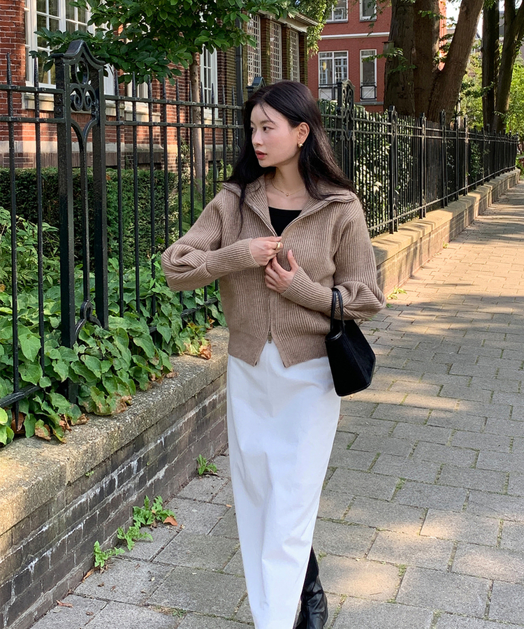 [SONA単独販売_MADE]韓国内販売数1位ニットジップアップカーディガン(20colors) 8 BOCA BEIGE