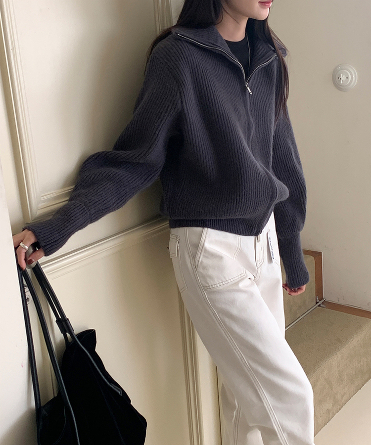 [SONA単独販売_MADE]韓国内販売数1位ニットジップアップカーディガン(20colors) 29 BLUE CHARCOAL