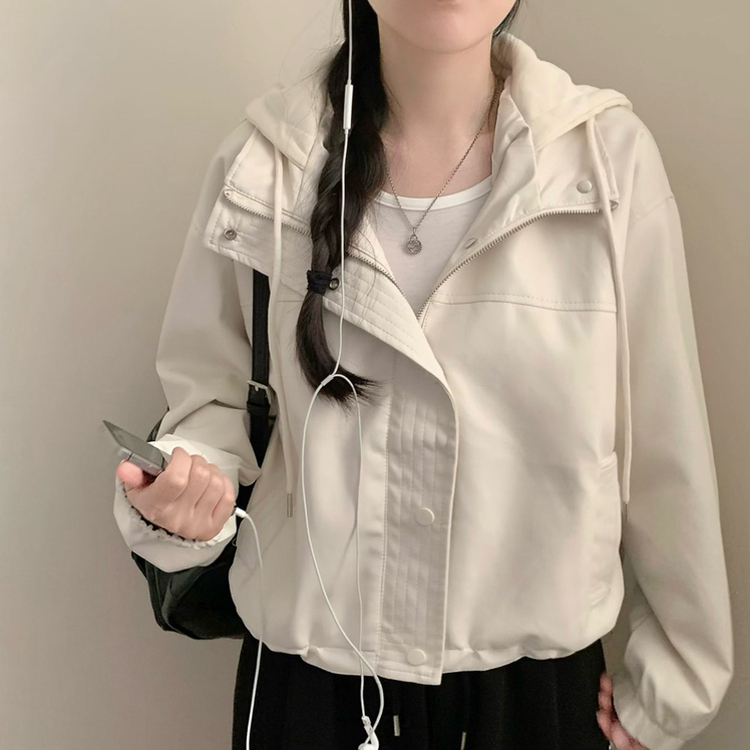 마리 후드 라이더 자켓 긴팔 아우터 레더자켓 가을 가을옷 봄 봄옷 가죽 자켓