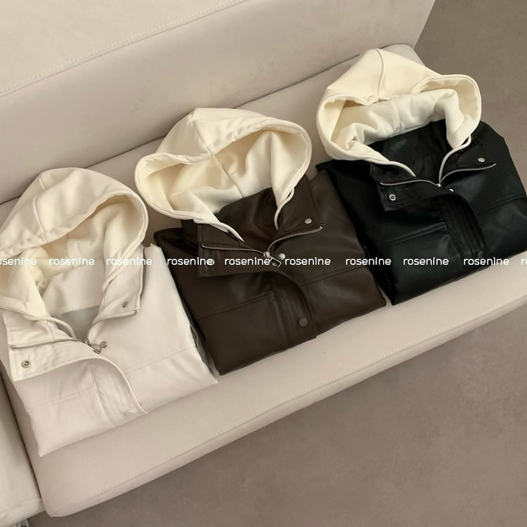 마리 후드 라이더 자켓 긴팔 아우터 레더자켓 가을 가을옷 봄 봄옷 가죽 자켓