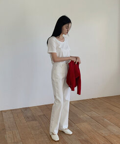 デイリーコットン半袖Ｔシャツ8色 IVORY