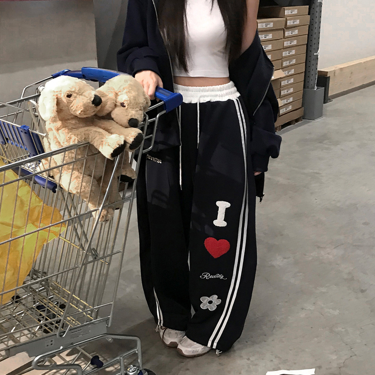 レタリングラブトレーニングワイドパンツ BLACK