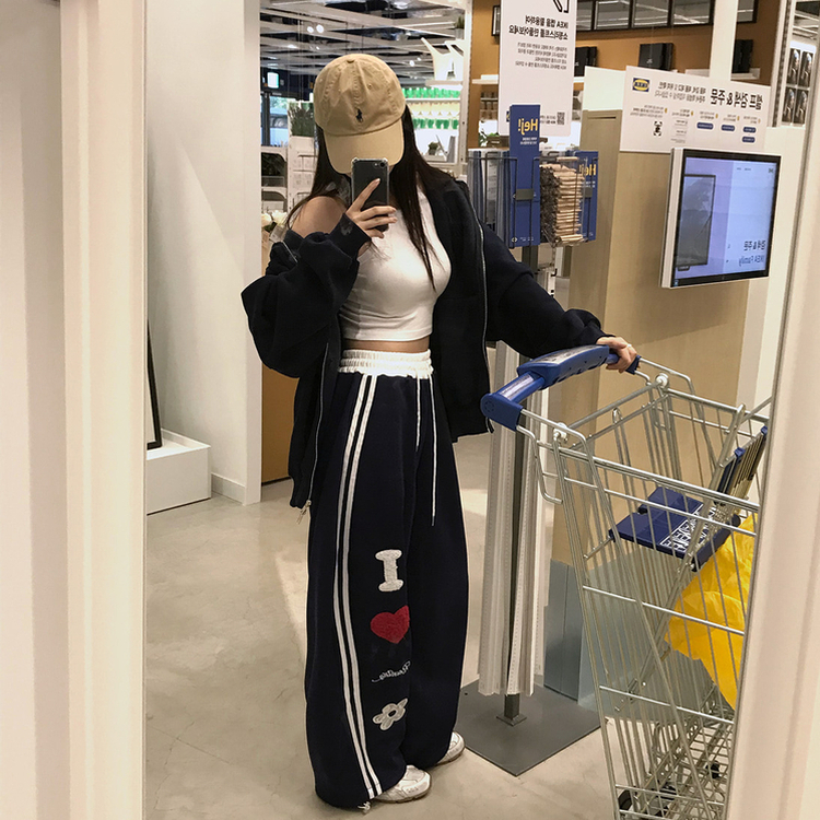 レタリングラブトレーニングワイドパンツ BLACK