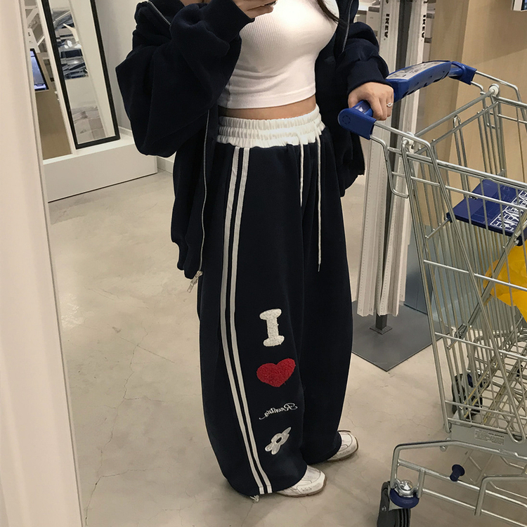 レタリングラブトレーニングワイドパンツ BLACK