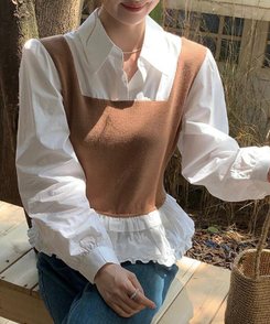 ベストフリルレイヤードブラウス MOCHA