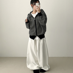 サイドスリットライントレーニングワイドパンツ(5color) WHITE