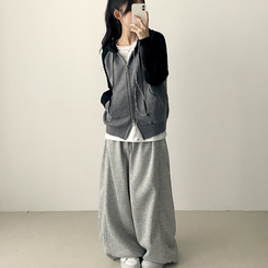 サイドスリットライントレーニングワイドパンツ(5color) GREY