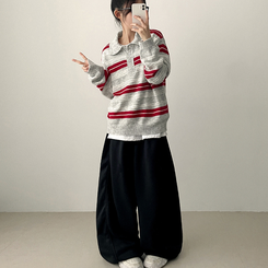 サイドスリットライントレーニングワイドパンツ(5color) CHARCOAL